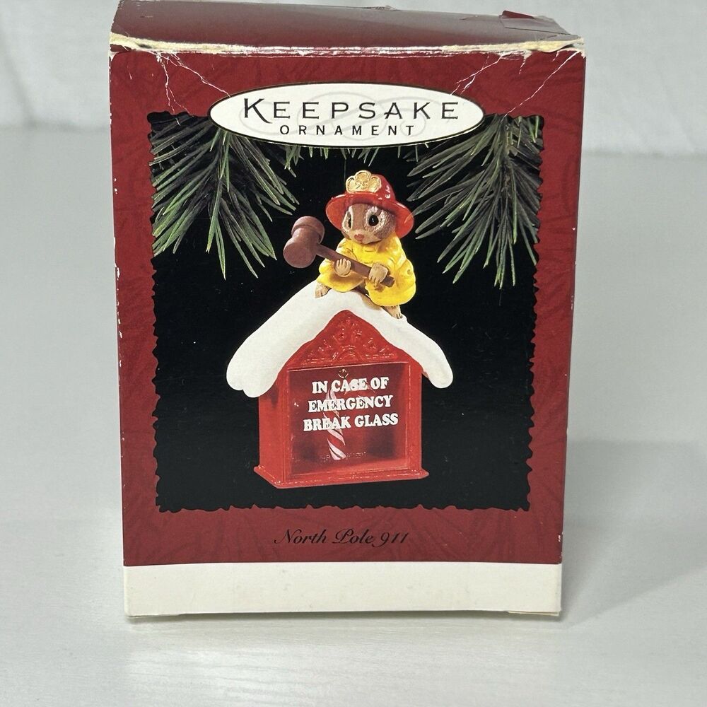 Hallmark Keepsake Ornament North Pole 911 Firemen Handcrafted Christmas 1995